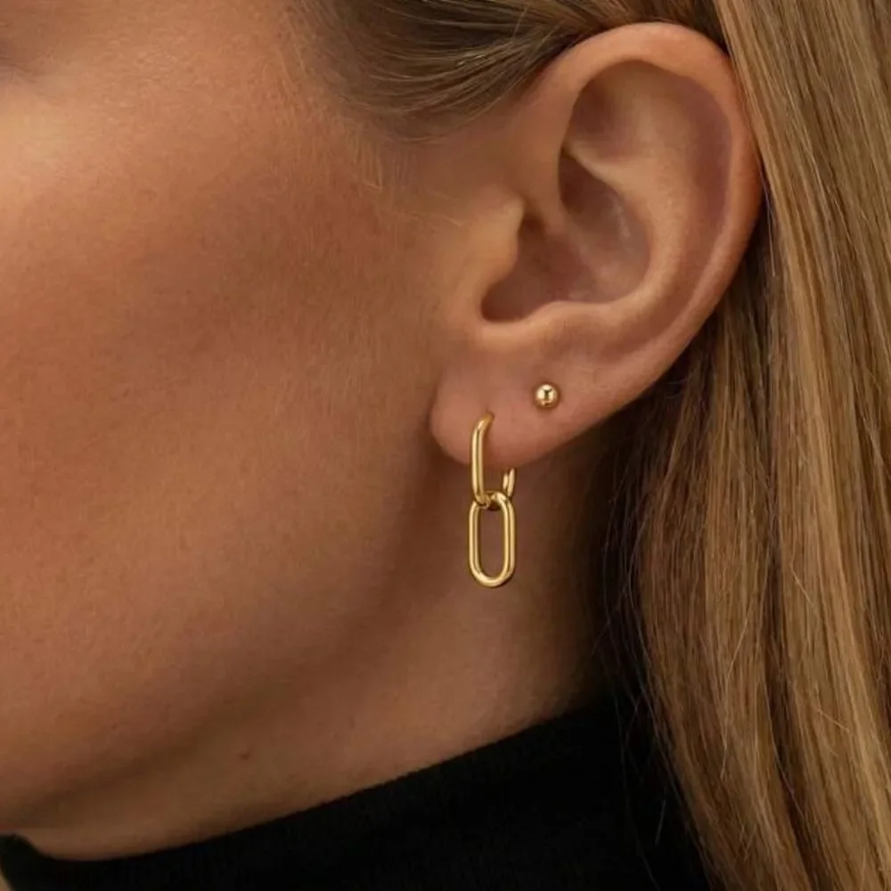 Elegant Gold Link Earrings R13